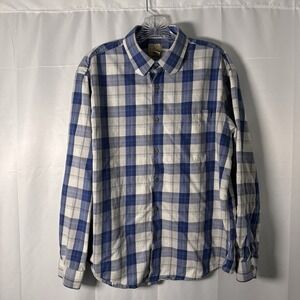 Jos A Bank Men's Long Sleeve Button Down Shirt Blue Plaid Large